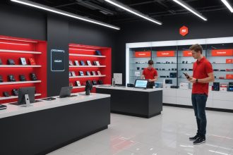 Badges antivol sécurisant les produits dans un magasin moderne