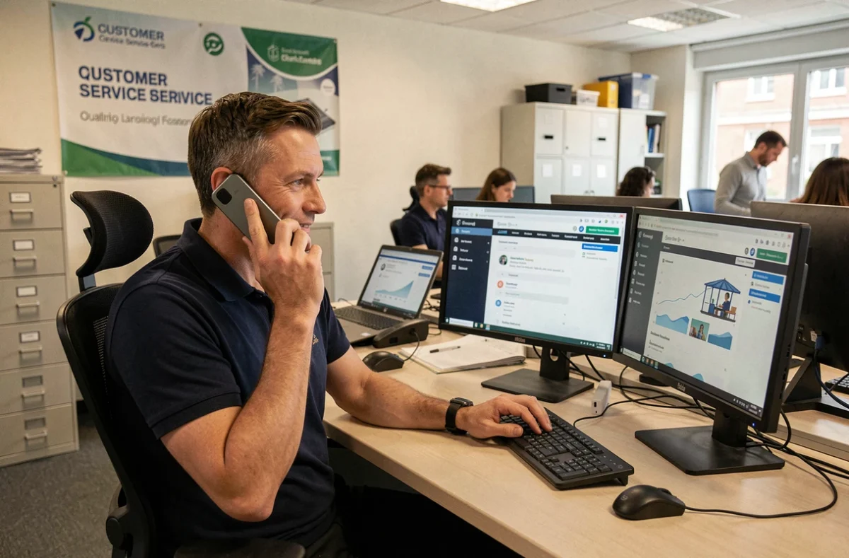 Technicien d'Atry Services gérant un support client web et informatique dans l'Aisne