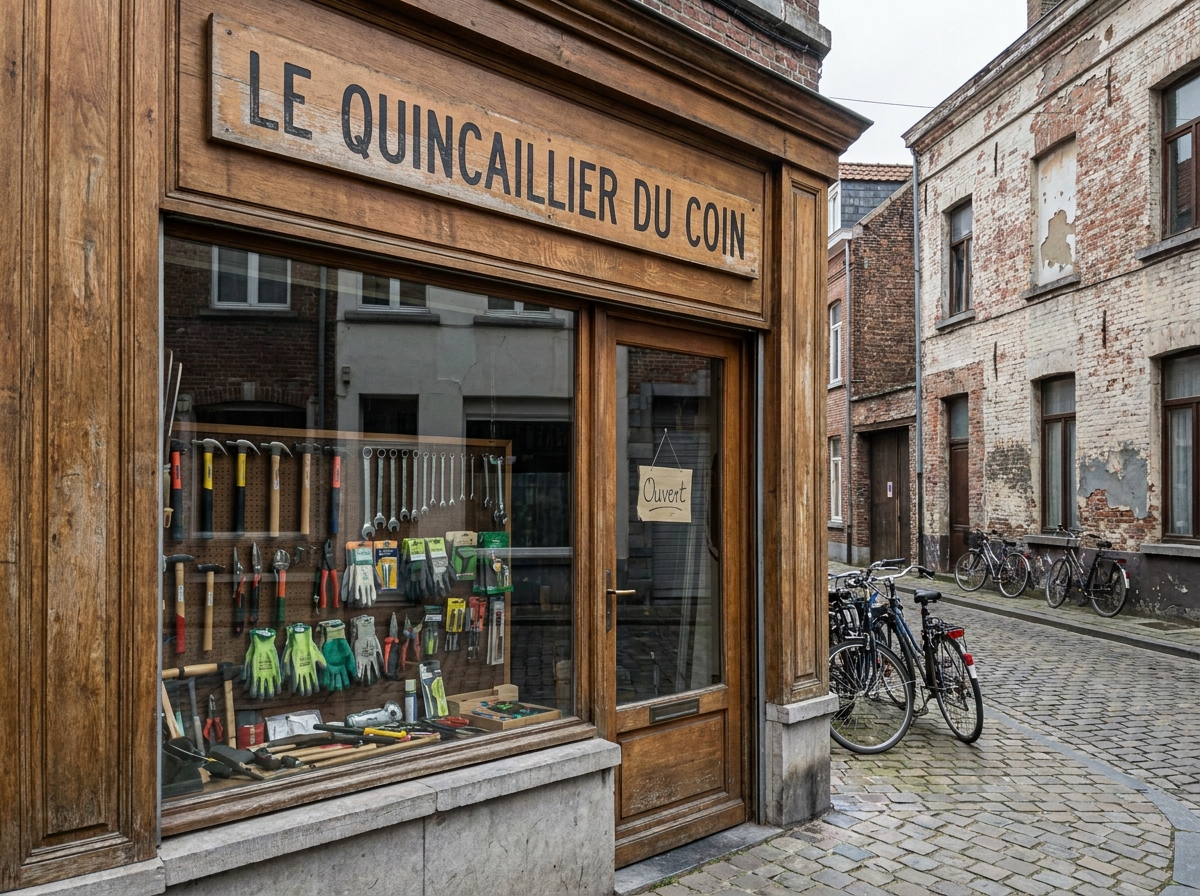 Devanture de petite entreprise commerciale symbolisant les biens à protéger par une assurance professionnelle