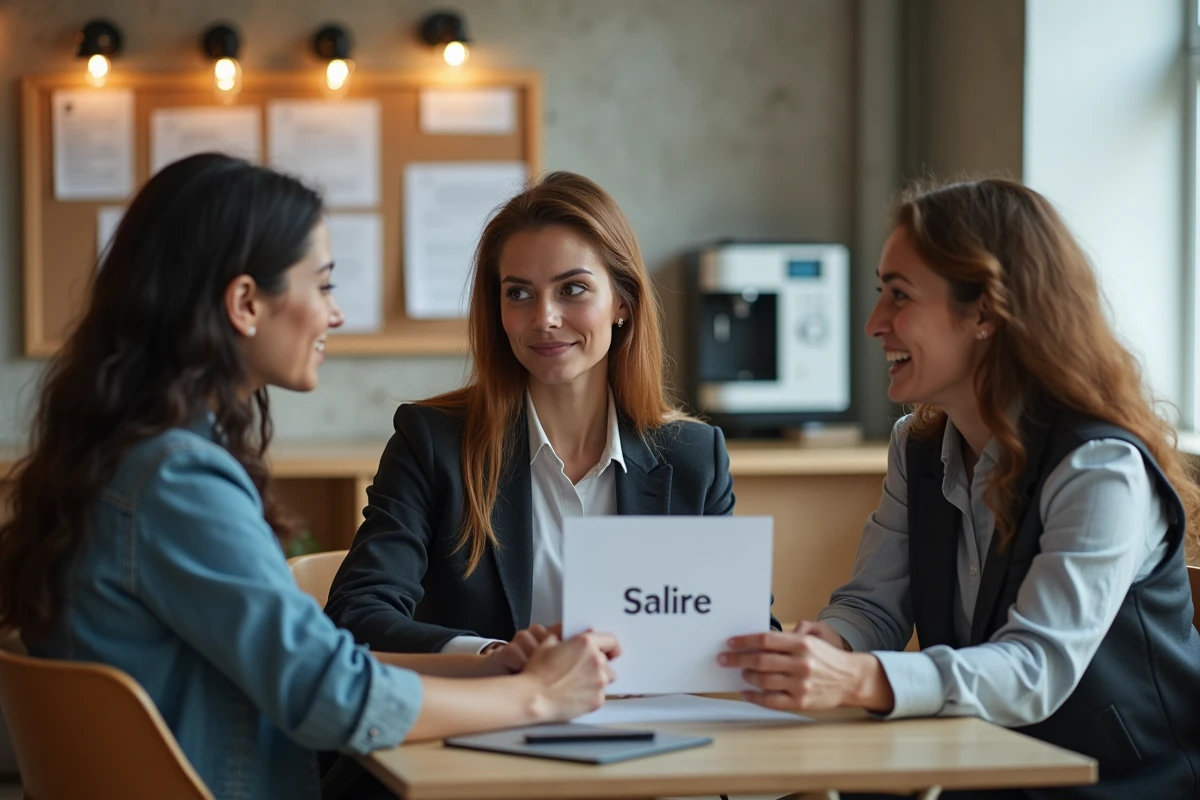 Trois collègues discutent autour d