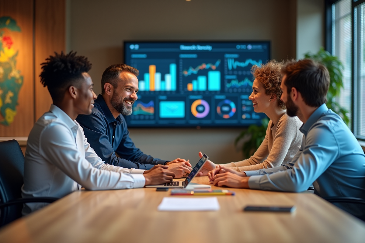 Equipe diverse discutant autour d