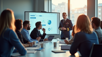 équipe d'entreprise diverse lors d'une réunion avec un officier raf