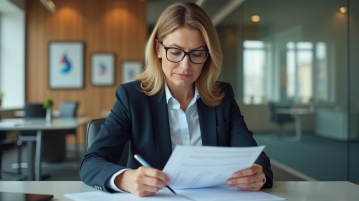 Femme d affaires française en réunion dans un bureau moderne