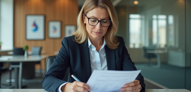 Femme d affaires française en réunion dans un bureau moderne