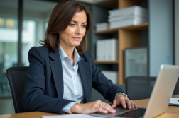 Femme d'affaires au bureau municipal en train de lire un document