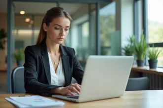 Femme d'affaires en bureau professionnel calme