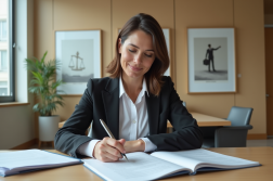 Femme professionnelle organisant des documents au bureau