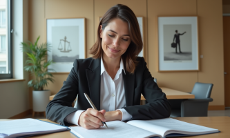 Femme professionnelle organisant des documents au bureau