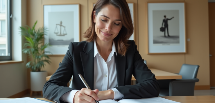 Femme professionnelle organisant des documents au bureau
