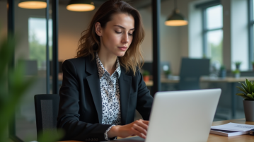 Femme professionnelle analyse des données marketing au bureau