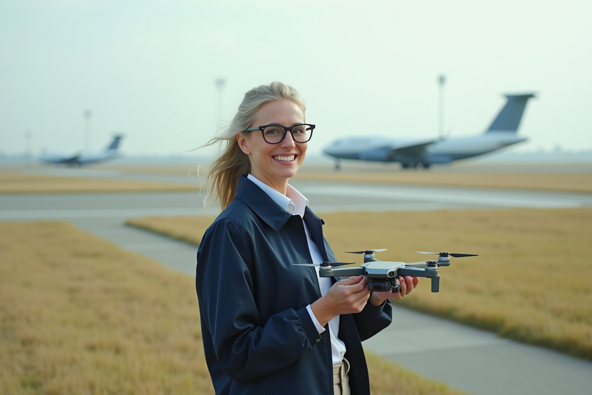 Scientifique avec drone lors d