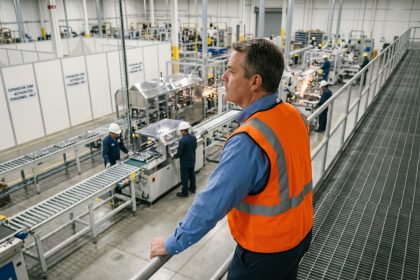 Manager de production dans une usine moderne et propre