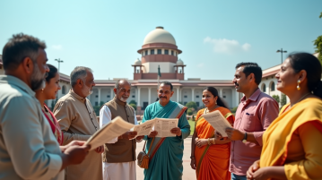 Groupe d'Indiens devant le parlement en discussion