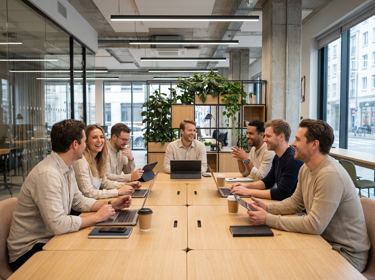 Groupe de professionnels dans un bureau moderne européen