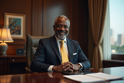 Homme africain en costume dans un bureau élégant