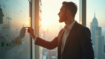 Homme d'affaires confiant dans un bureau moderne en pleine stratégie