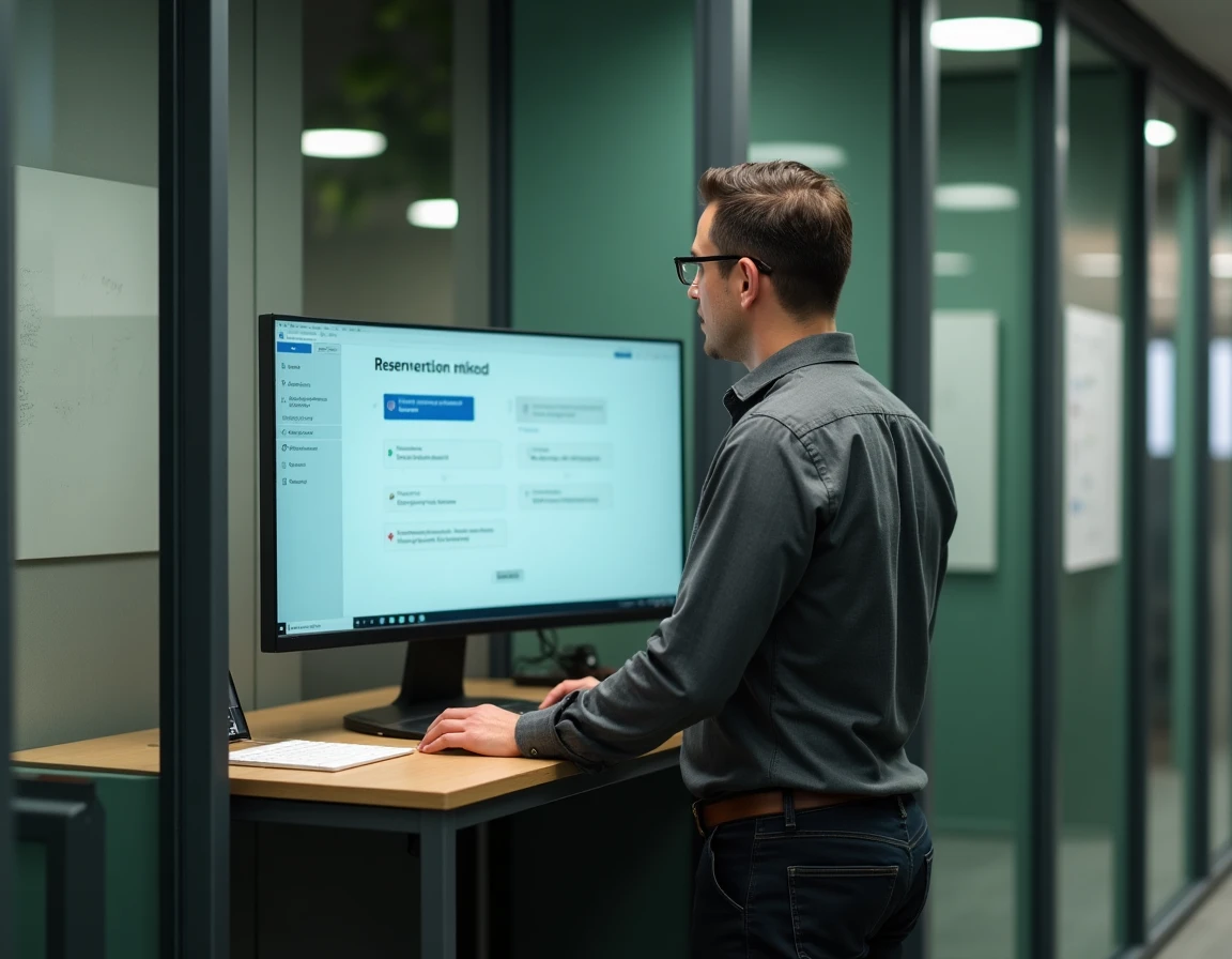 Entrepreneur masculin consultant en ligne les prix et options de réservation d'un bureau au Foyer Entrepreneurial