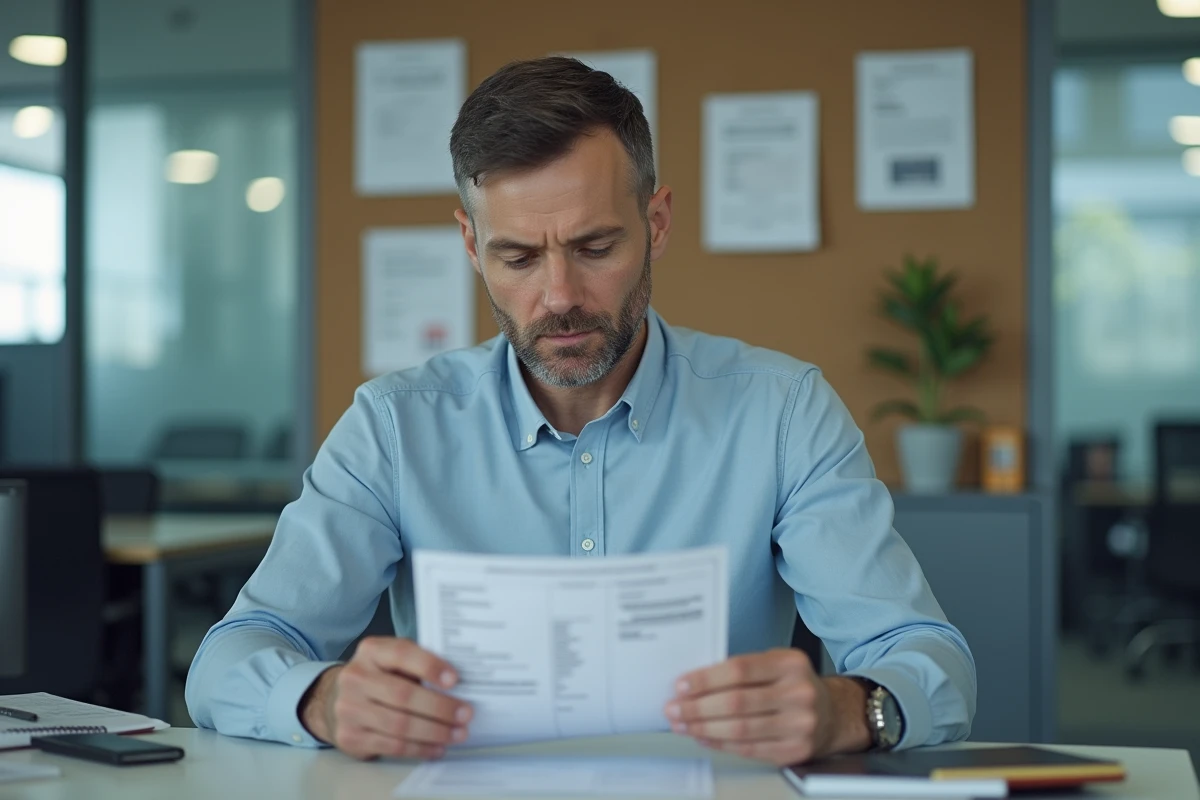 Homme d affaires parlant au téléphone avec facture en main