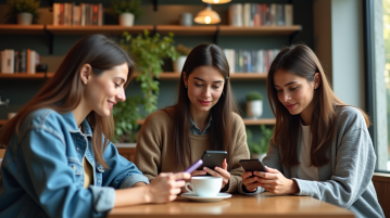Groupe de jeunes professionnels autour d'une table au café