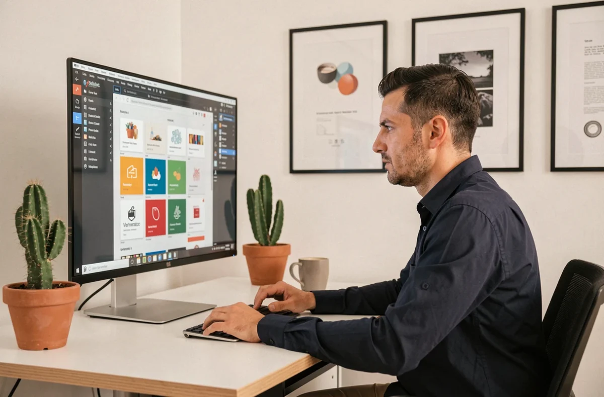 Designer web de l'agence LRCrea à Saint-Quentin travaillant sur un projet de création graphique