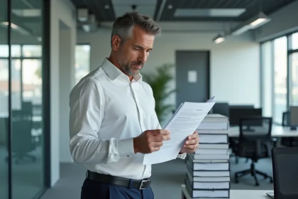 Responsable de bureau consultant une note de service sur les consignes de sécurité au travail
