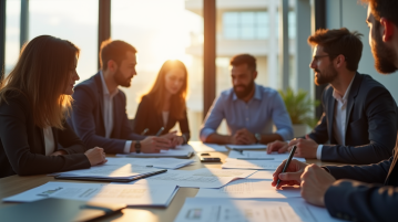 Réunion d'affaires dans un bureau moderne avec accord collectif