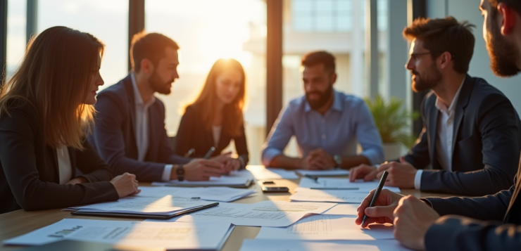 Réunion d'affaires dans un bureau moderne avec accord collectif