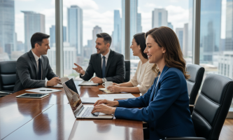 Groupe de professionnels en réunion dans un bureau moderne