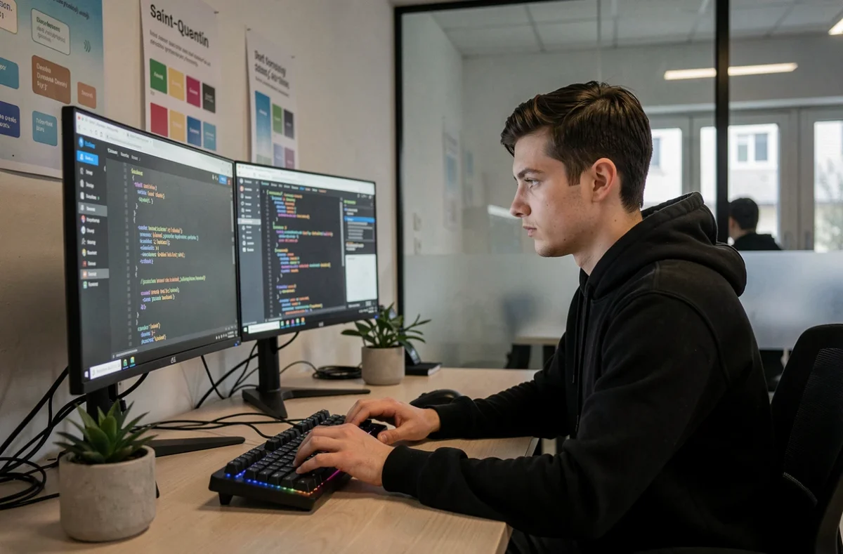 Développeur de Tech Center à Saint-Quentin créant un site web responsive sur plusieurs écrans